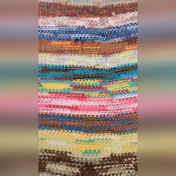 SOLD - VINTAGE Handmade Chenille Knit XL Blanket, Weighted Blanket, Patchwork - Picture 8 of 16